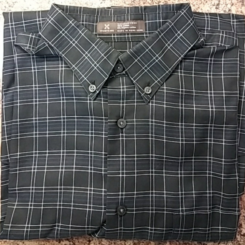 NORDSTROM LONG SLEEVE SHIRT BLACK PLAID LARGE MEN